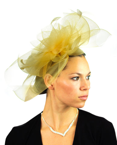 Nyfashion101 NYFASHION101 Elegant Formal Curlicue Center Sinamay Fascinator Headband