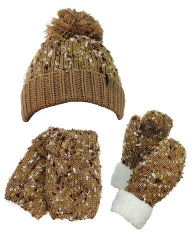 Nyfashion101 NYfashion101 Exclusive 3 Piece Confetti Knit Boot Cuff Beanie & Mitten Set