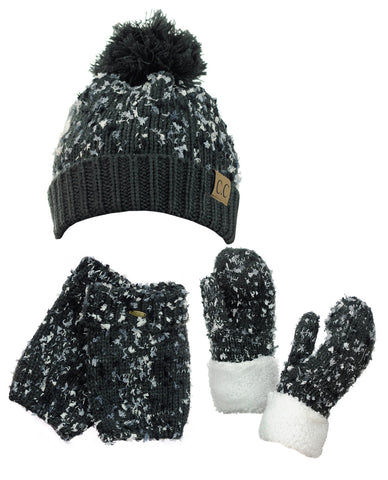 Nyfashion101 NYfashion101 Exclusive 3 Piece Confetti Knit Boot Cuff Beanie & Mitten Set