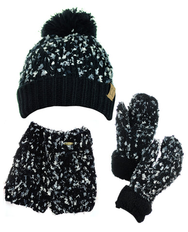 nyfashion101 NYfashion101 Exclusive 3 Piece Confetti Knit Boot Cuff Beanie & Mitten Set
