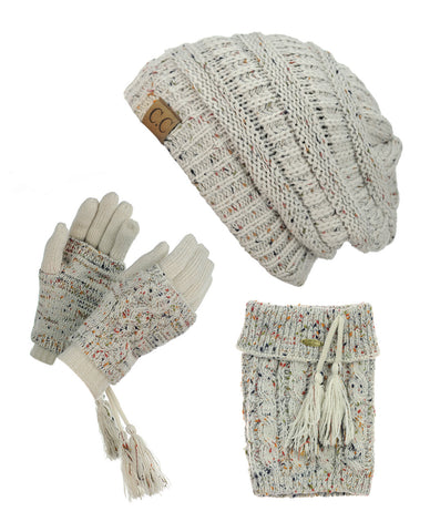 Nyfashion101 NYfashion101 Exclusive Colorful Confetti Boot Cuff Beanie & Mitten Set