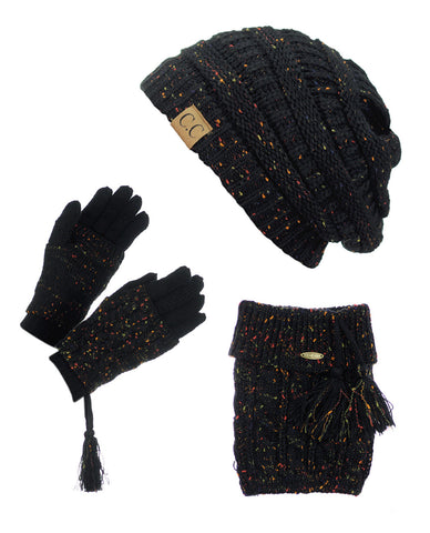 Nyfashion101 NYfashion101 Exclusive Colorful Confetti Boot Cuff Beanie & Mitten Set