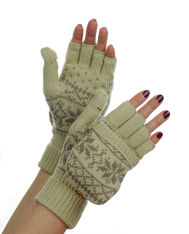 Nyfashion101 NYfashion101 Exclusive Snowflake Pattern Convertible Flip Cuff Mittens
