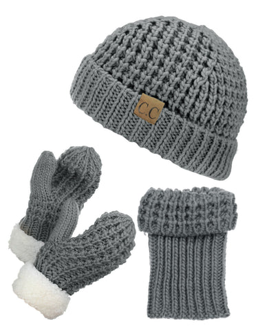 nyfashion101 NYfashion101 Exclusive Thick Braided Cable Knit Boot Cuff Beanie & Mitten Set