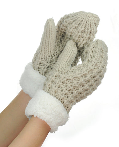 Nyfashion101 NYfashion101 Exclusive Thick Braided Cable Knit Winter Warm Cuff Mittens