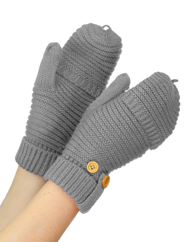 Nyfashion101 NYfashion101 Exclusive Unisex Ribbed Convertible Flip Winter Cuff Mittens
