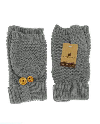 Nyfashion101 NYfashion101 Exclusive Unisex Ribbed Convertible Flip Winter Cuff Mittens