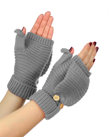 nyfashion101 NYfashion101 Exclusive Unisex Ribbed Convertible Flip Winter Cuff Mittens