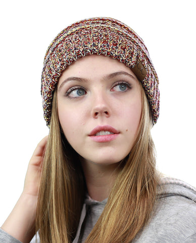 Nyfashion101 NYfashion101 Exclusive Unisex Two Tone Warm Cable Knit Thick Slouch Beanie Cap