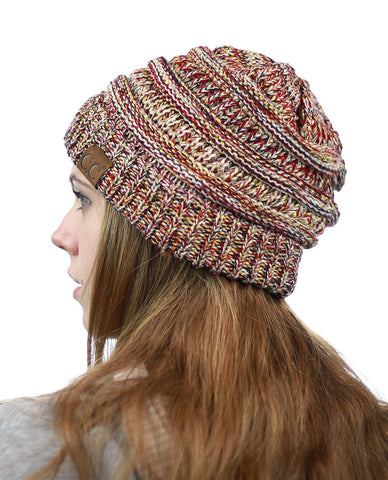 Nyfashion101 NYfashion101 Exclusive Unisex Two Tone Warm Cable Knit Thick Slouch Beanie Cap