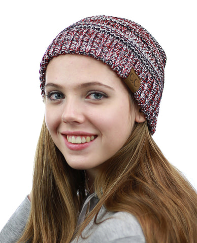 Nyfashion101 NYfashion101 Exclusive Unisex Two Tone Warm Cable Knit Thick Slouch Beanie Cap