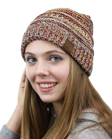 nyfashion101 NYfashion101 Exclusive Unisex Two Tone Warm Cable Knit Thick Slouch Beanie Cap