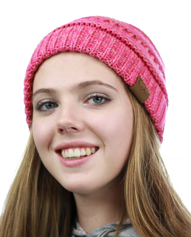 nyfashion101 NYfashion101 Exclusive Unisex Two Tone Warm Cable Knit Thick Slouch Beanie Cap
