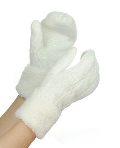 Nyfashion101 NYfashion101 Exclusive Winter Warm Sherpa Lined Cable Knit Cuff Mitten