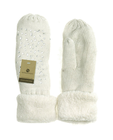 Nyfashion101 NYfashion101 Exclusive Women's Dazzling Stone Winter Warm Cuff Mittens