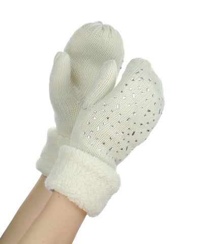 nyfashion101 NYfashion101 Exclusive Women's Dazzling Stone Winter Warm Cuff Mittens