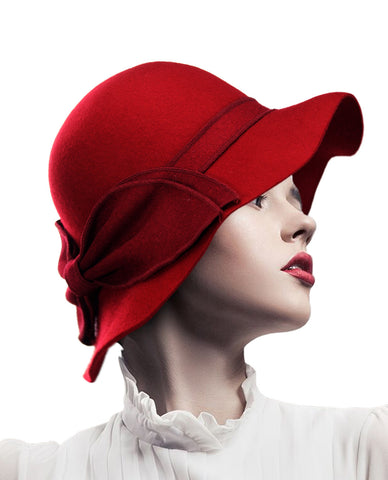 Nyfashion101 NYfashion101 Exclusive Women's Enlarged Bow Wool Bell Cloche Bucket Hat