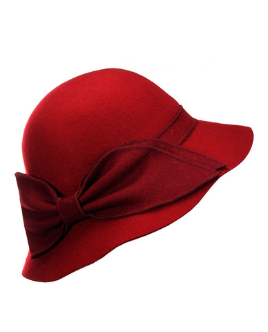 Nyfashion101 NYfashion101 Exclusive Women's Enlarged Bow Wool Bell Cloche Bucket Hat