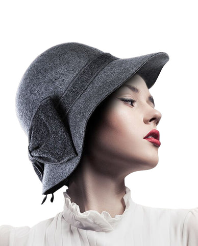nyfashion101 NYfashion101 Exclusive Women's Enlarged Bow Wool Bell Cloche Bucket Hat