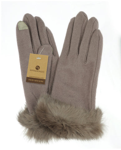 Nyfashion101 NYfashion101 Exclusive Women's Faux Fur Trim Touchscreen Compatible Winter Gloves