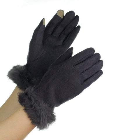 Nyfashion101 NYfashion101 Exclusive Women's Faux Fur Trim Touchscreen Compatible Winter Gloves