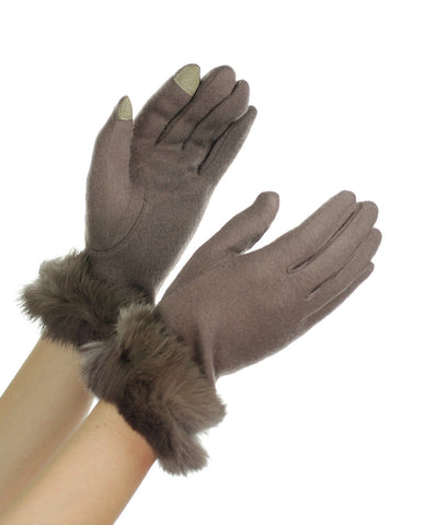 nyfashion101 NYfashion101 Exclusive Women's Faux Fur Trim Touchscreen Compatible Winter Gloves