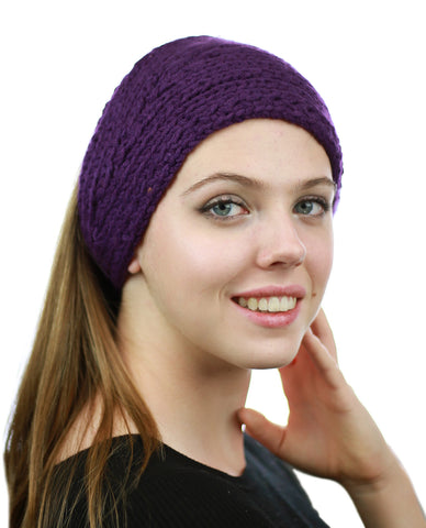 Nyfashion101 NYFASHION101 Hand Knitted Furry Flowers Winter Headband Headwrap