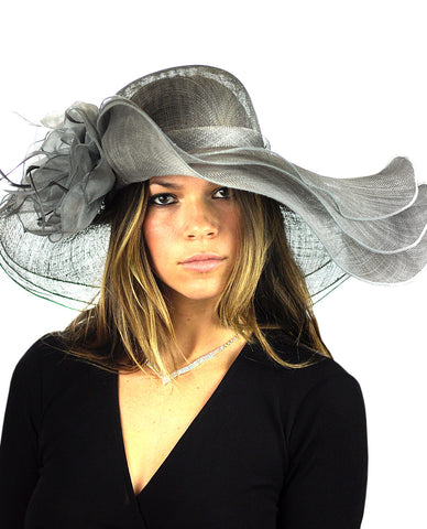 Nyfashion101 NYFASHION101 Kentucky Derby Enlarged Sheer Floral Accent Sinamay Dress Hat