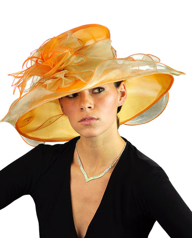 Nyfashion101 NYFASHION101 Kentucky Derby Organza Sinamay Dress Hat W/ Ruffle Flower
