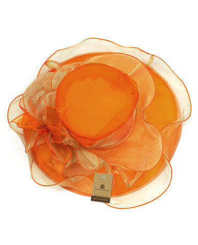 Nyfashion101 NYFASHION101 Kentucky Derby Organza Sinamay Dress Hat W/ Ruffle Flower