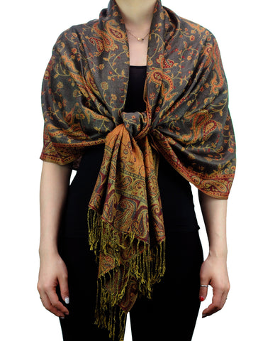 Nyfashion101 NYFASHION101 Large Soft Double Layer Jacquard Paisley Print Scarf Shawl Wrap- Green
