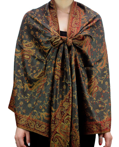 Nyfashion101 NYFASHION101 Large Soft Double Layer Jacquard Paisley Print Scarf Shawl Wrap- Green