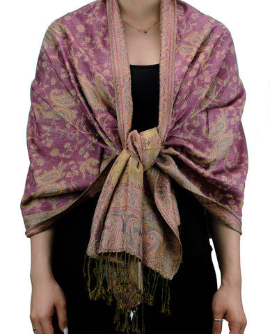 Nyfashion101 NYFASHION101 Large Soft Double Layer Jacquard Paisley Print Scarf Shawl Wrap- Light Purple