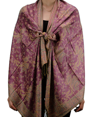 Nyfashion101 NYFASHION101 Large Soft Double Layer Jacquard Paisley Print Scarf Shawl Wrap- Light Purple