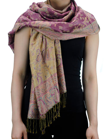 nyfashion101 NYFASHION101 Large Soft Double Layer Jacquard Paisley Print Scarf Shawl Wrap- Light Purple