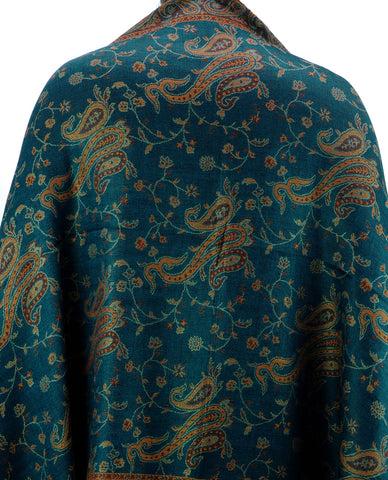 Nyfashion101 NYFASHION101 Large Soft Double Layer Jacquard Paisley Print Scarf Shawl Wrap- Cyan