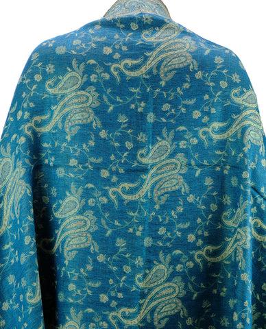 Nyfashion101 NYFASHION101 Large Soft Double Layer Jacquard Paisley Print Scarf Shawl Wrap- Turquoise