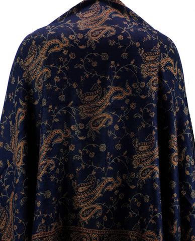 Nyfashion101 NYFASHION101 Large Soft Double Layer Jacquard Paisley Print Scarf Shawl Wrap- Navy
