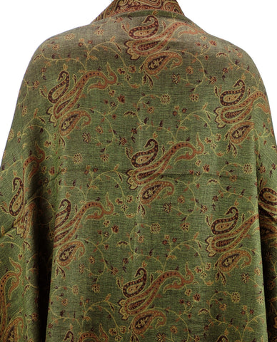 Nyfashion101 NYFASHION101 Large Soft Double Layer Jacquard Paisley Print Scarf Shawl Wrap- Sage