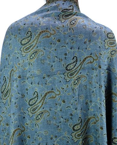 Nyfashion101 NYFASHION101 Large Soft Double Layer Jacquard Paisley Print Scarf Shawl Wrap- Light Blue