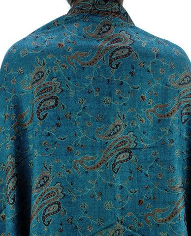 Nyfashion101 NYFASHION101 Large Soft Double Layer Jacquard Paisley Print Scarf Shawl Wrap- Peacock