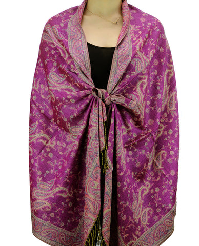 Nyfashion101 NYFASHION101 Large Soft Double Layer Jacquard Paisley Print Scarf Shawl Wrap- Purple