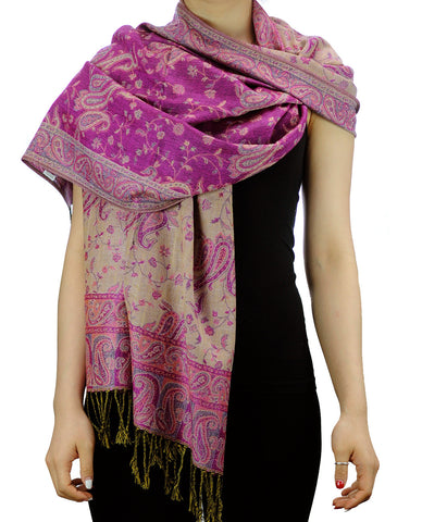 nyfashion101 NYFASHION101 Large Soft Double Layer Jacquard Paisley Print Scarf Shawl Wrap- Purple