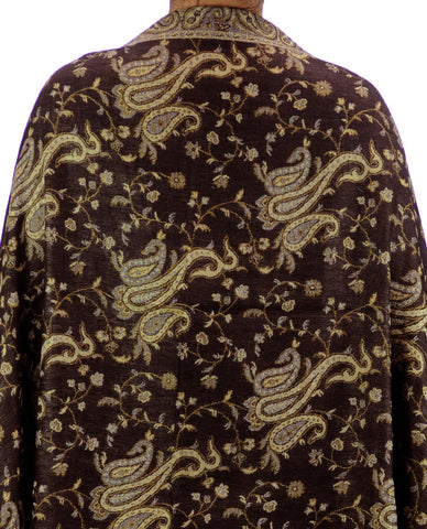 Nyfashion101 NYFASHION101 Large Soft Double Layer Jacquard Paisley Print Scarf Shawl Wrap- Dark Brown