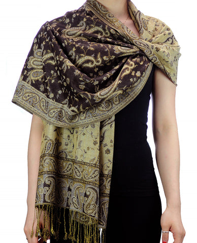 nyfashion101 NYFASHION101 Large Soft Double Layer Jacquard Paisley Print Scarf Shawl Wrap- Dark Brown nyfashion101 NYFASHION101 Large Soft Double Layer Jacquard Paisley Print Scarf Shawl Wrap- Dark Brown