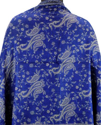 Nyfashion101 NYFASHION101 Large Soft Double Layer Jacquard Paisley Print Scarf Shawl Wrap- Royal Blue
