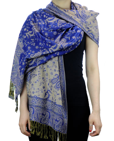 nyfashion101 NYFASHION101 Large Soft Double Layer Jacquard Paisley Print Scarf Shawl Wrap- Royal Blue nyfashion101 NYFASHION101 Large Soft Double Layer Jacquard Paisley Print Scarf Shawl Wrap- Royal Blue