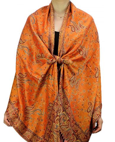Nyfashion101 NYFASHION101 Large Soft Double Layer Jacquard Paisley Print Scarf Shawl Wrap- Mandarin
