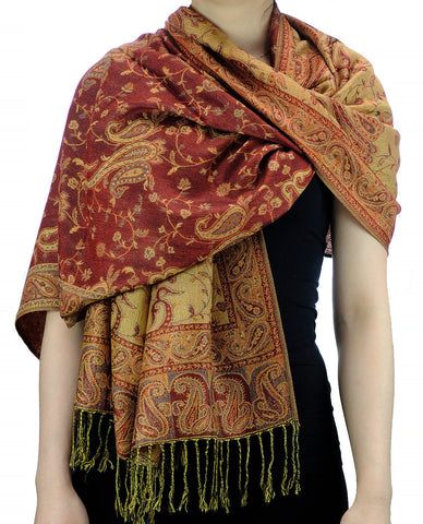nyfashion101 NYFASHION101 Large Soft Double Layer Jacquard Paisley Print Scarf Shawl Wrap- Rust nyfashion101 NYFASHION101 Large Soft Double Layer Jacquard Paisley Print Scarf Shawl Wrap- Rust