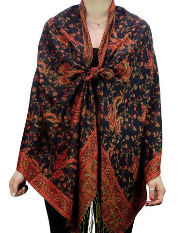 Nyfashion101 NYFASHION101 Large Soft Double Layer Jacquard Paisley Print Scarf Shawl Wrap- Black